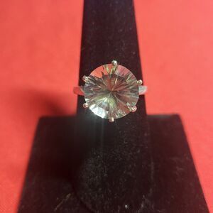 Montezuma Prasiolite Platinum over Sterling Silver Solitaire Ring